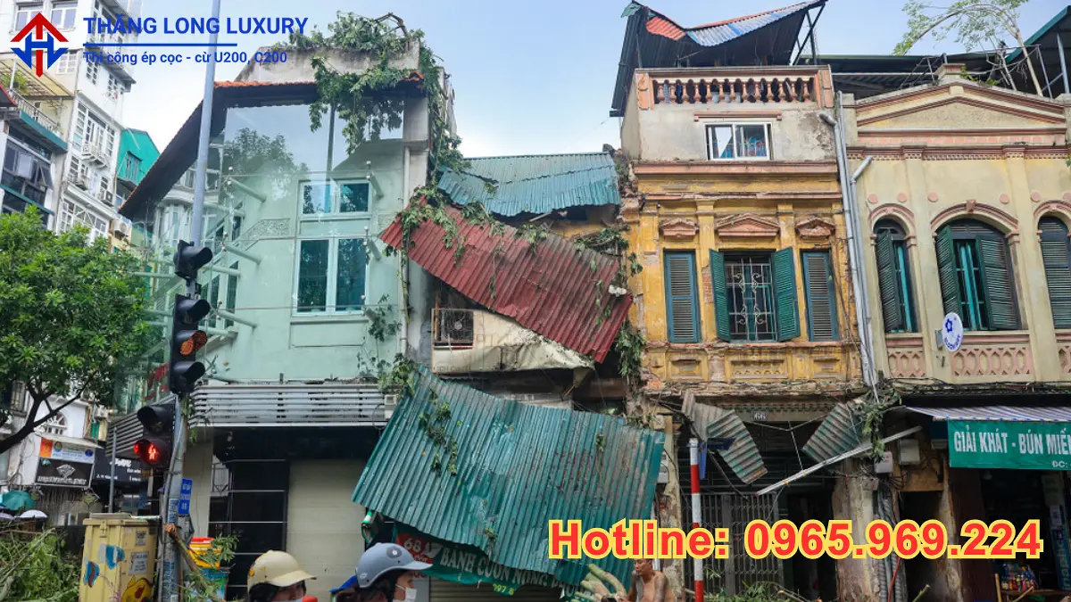 Xử lý nhà nghiêng - Ép cừ Thăng Long